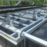 Aluminum boat dock lift installation with sturdy framing at Grand Lake Oklahoma by Superior Dock Builders
